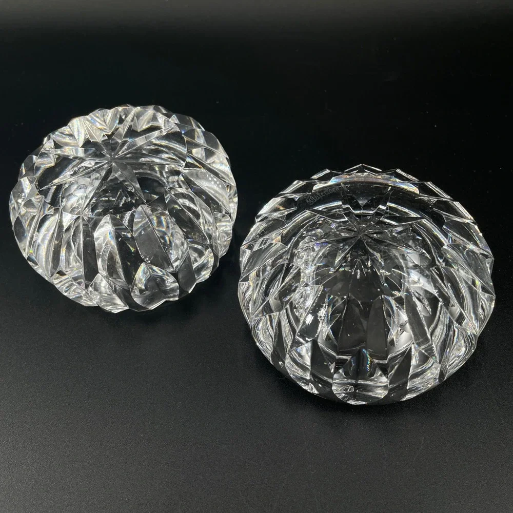2 Waterford Crystal Signed Ashtrays Alana Trinket Dish Tea Light Holder Vintage